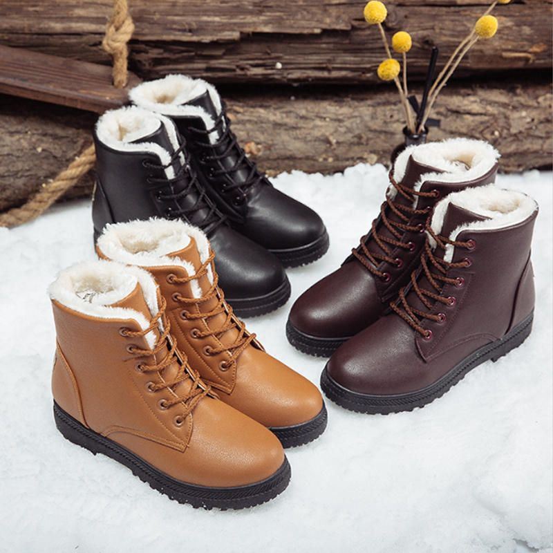 Dames Casual Comfy Warm Houden Bontvoering Snowboots