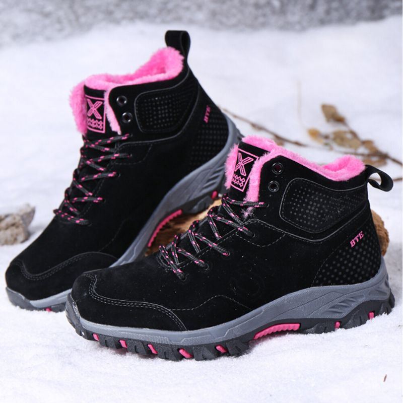 Dames Casual Warme Voering Dikke Zool Lace Up Enkel Snowboots