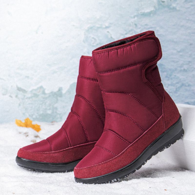 Dames Casual Warme Voering Waterdichte Klittenband Korte Kuit Snowboots