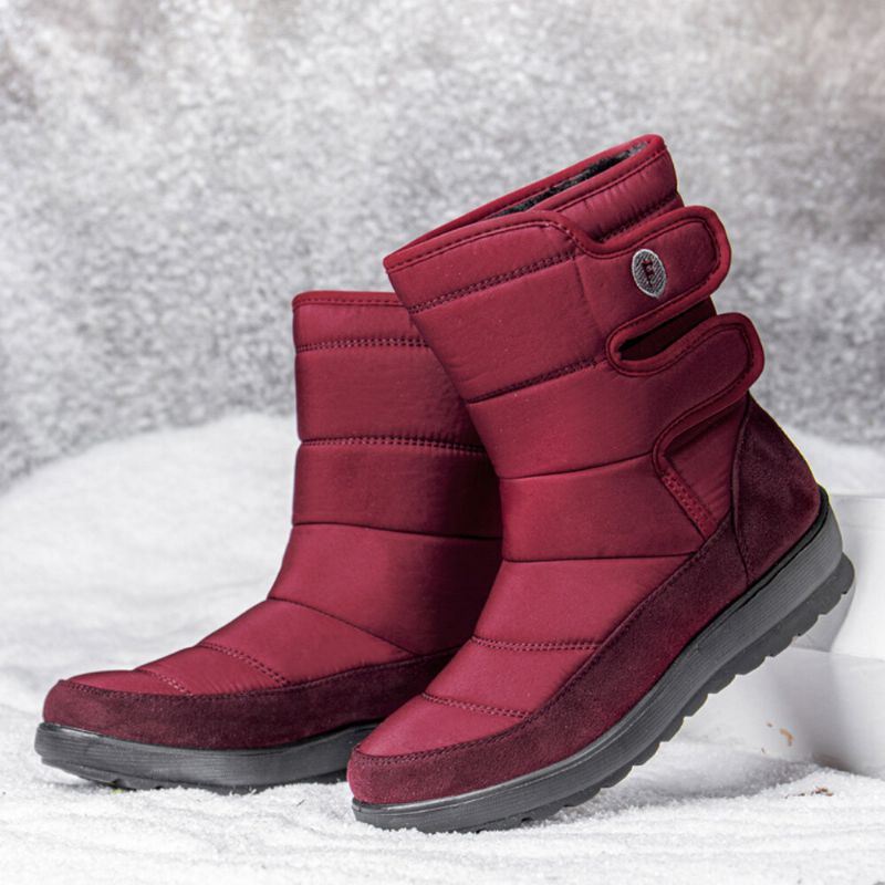 Dames Casual Waterdichte Warme Klittenband Snowboots Met Korte Kuiten