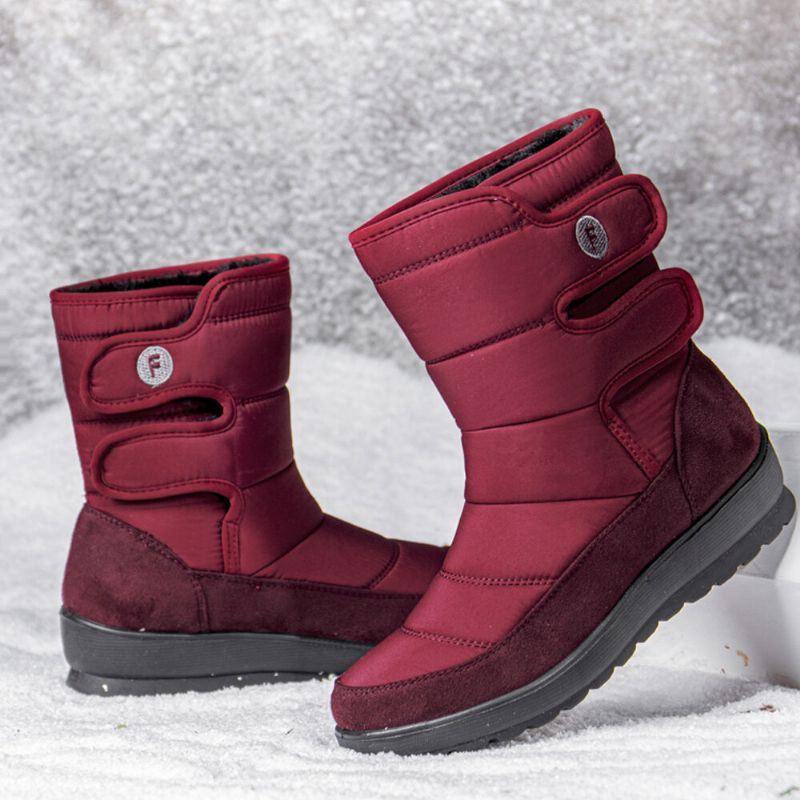 Dames Casual Waterdichte Warme Klittenband Snowboots Met Korte Kuiten