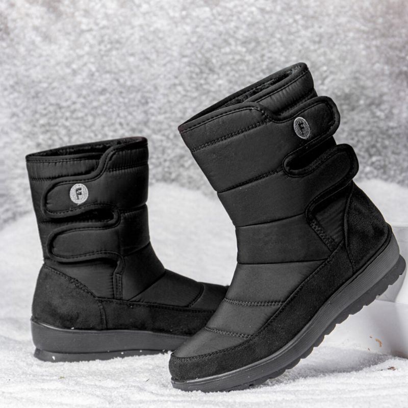 Dames Casual Waterdichte Warme Klittenband Snowboots Met Korte Kuiten