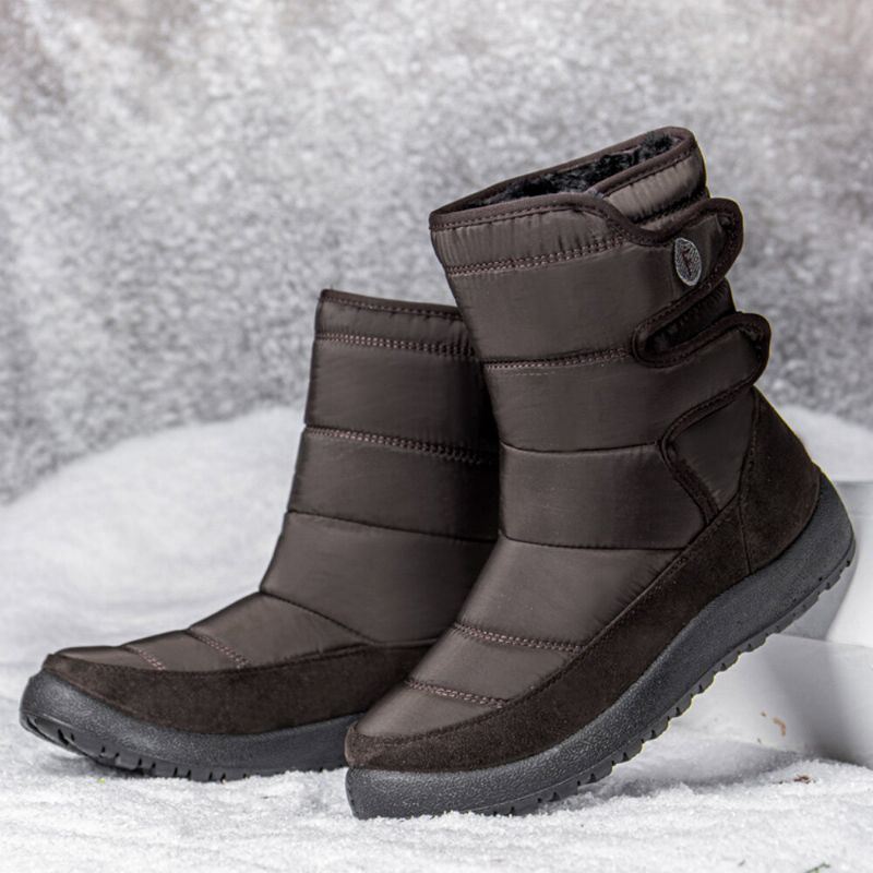 Dames Casual Waterdichte Warme Klittenband Snowboots Met Korte Kuiten