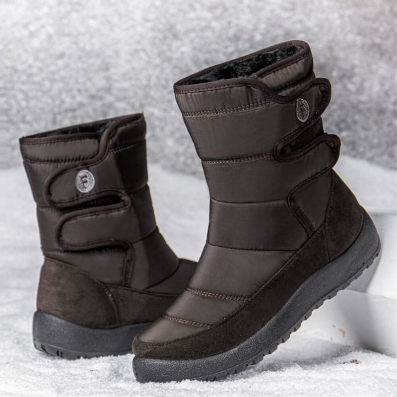 Dames Casual Waterdichte Warme Klittenband Snowboots Met Korte Kuiten