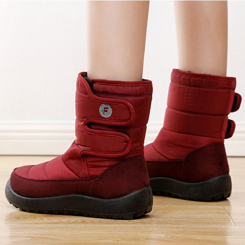 Dames Casual Waterdichte Warme Klittenband Snowboots Met Korte Kuiten