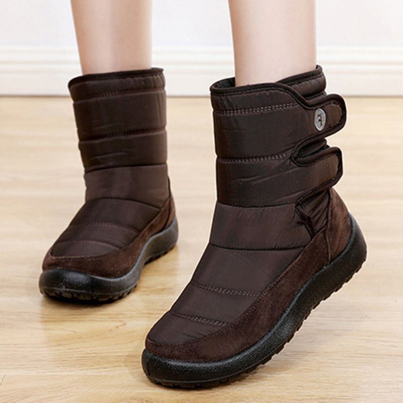 Dames Casual Waterdichte Warme Klittenband Snowboots Met Korte Kuiten