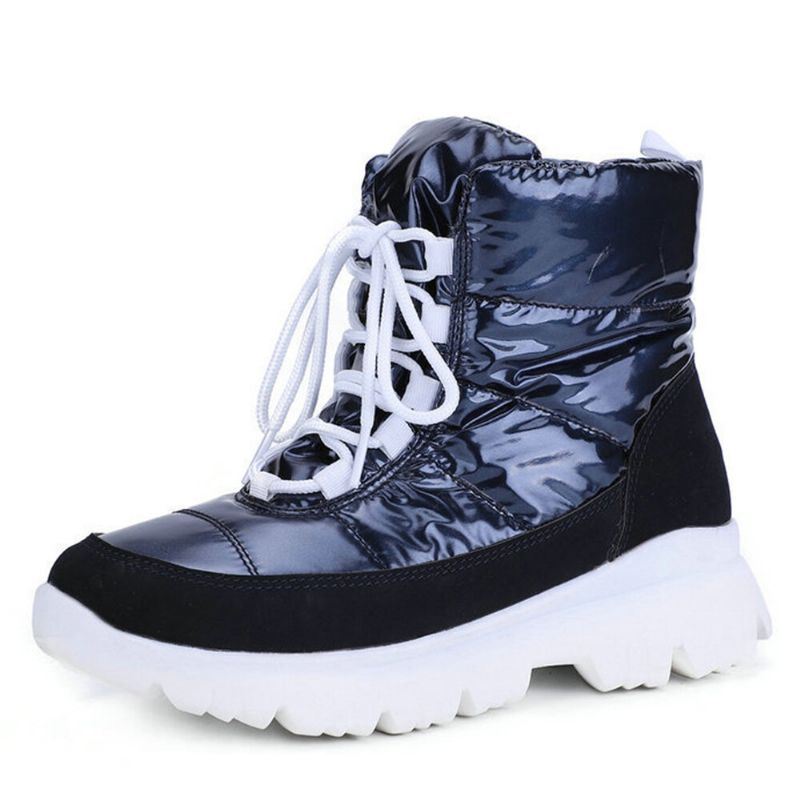 Dames Comfy Warme Voering Waterdichte Veterschoenen Korte Snowboots