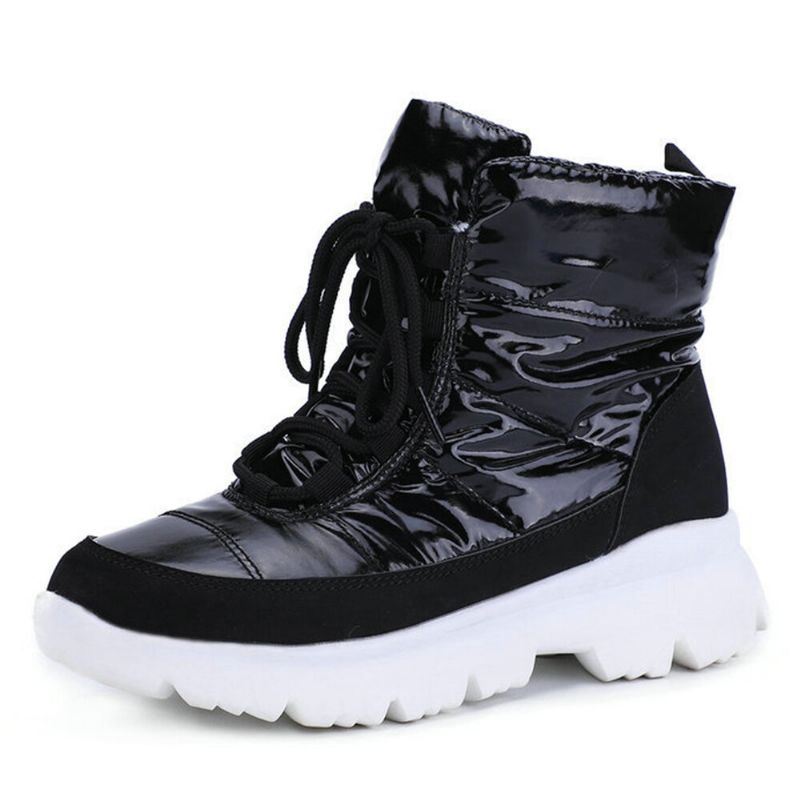 Dames Comfy Warme Voering Waterdichte Veterschoenen Korte Snowboots