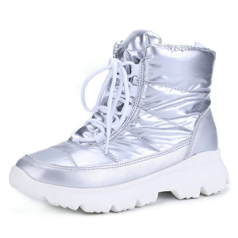 Dames Comfy Warme Voering Waterdichte Veterschoenen Korte Snowboots