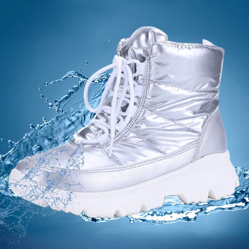 Dames Comfy Warme Voering Waterdichte Veterschoenen Korte Snowboots