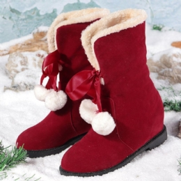 Dames Effen Kleur Casual Elegante Pompom Strik Warme Pluis Flanging Snowboots