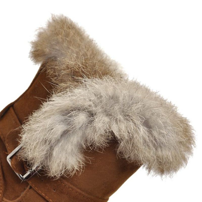 Dames Effen Kleur Ronde Neus Casual Elegante Gesp Fluff Flanging Snowboots