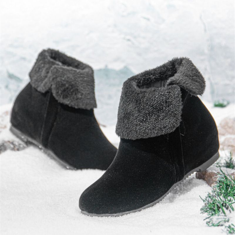 Dames Effen Kleur Zijrits Warme Fluff Flanging Snowboots