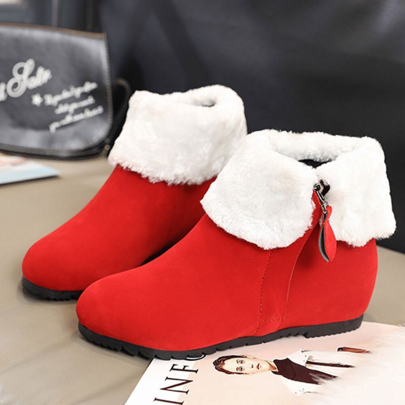 Dames Effen Kleur Zijrits Warme Fluff Flanging Snowboots