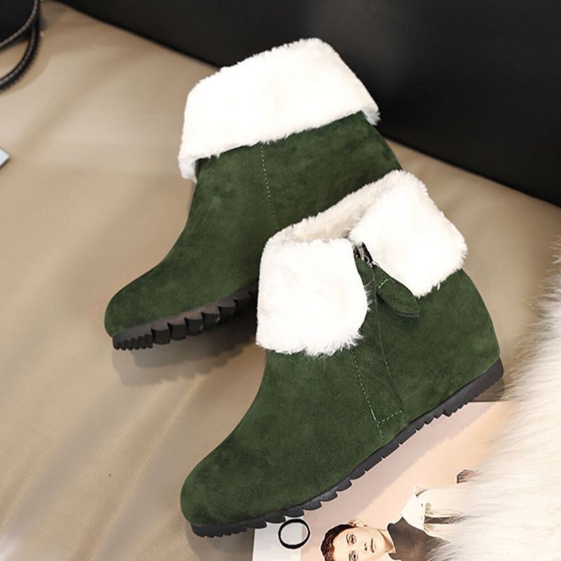 Dames Effen Kleur Zijrits Warme Fluff Flanging Snowboots