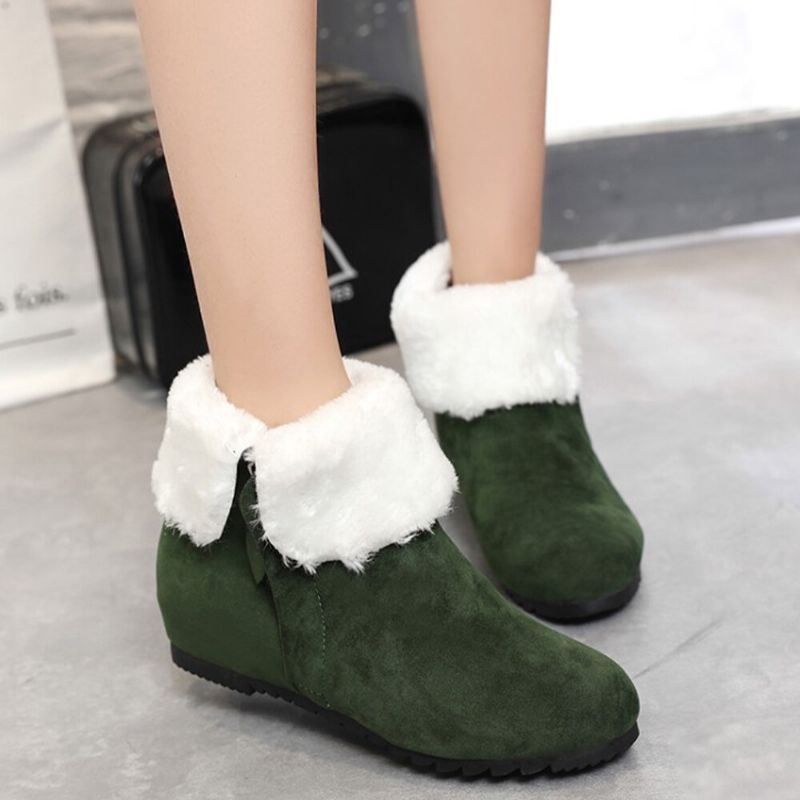 Dames Effen Kleur Zijrits Warme Fluff Flanging Snowboots