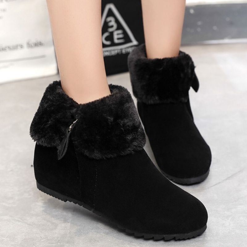 Dames Effen Kleur Zijrits Warme Fluff Flanging Snowboots