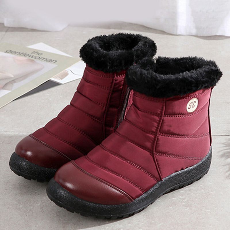 Dames Grote Maat Comfortabele Warme Voering Waterdichte Rits Winter Snowboots