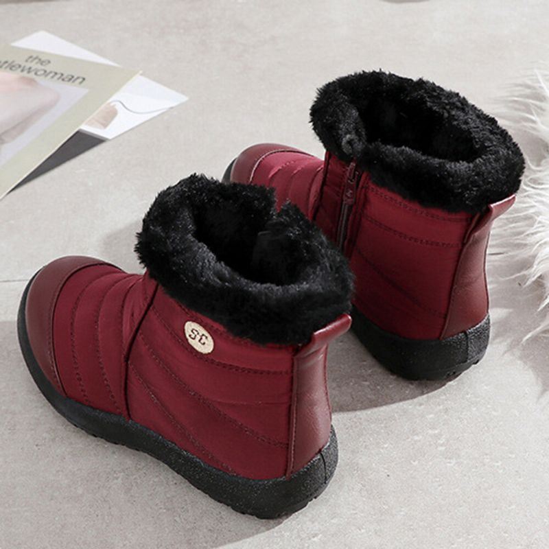 Dames Grote Maat Comfortabele Warme Voering Waterdichte Rits Winter Snowboots