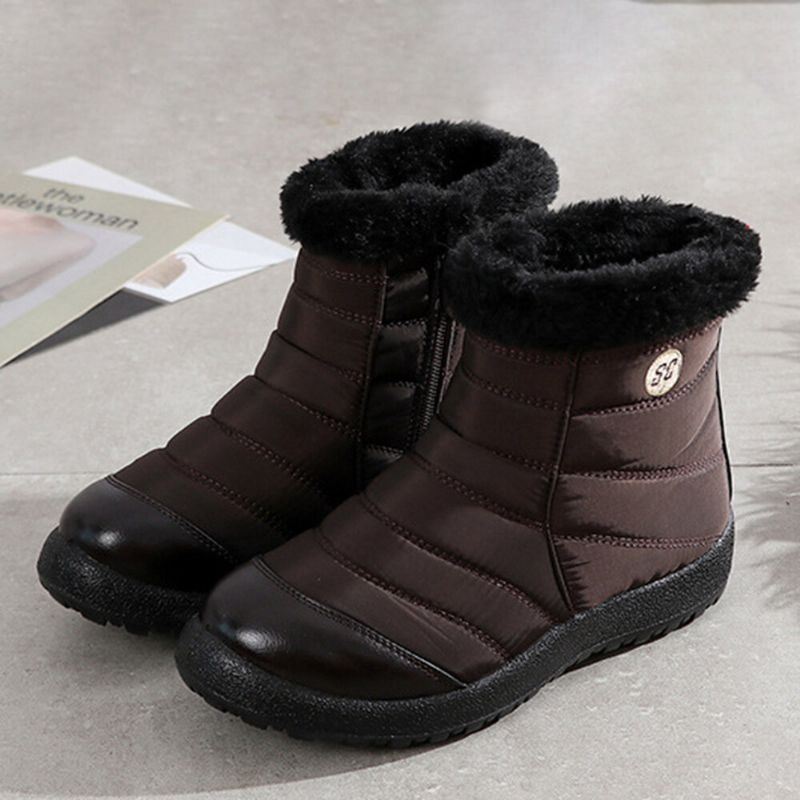 Dames Grote Maat Comfortabele Warme Voering Waterdichte Rits Winter Snowboots