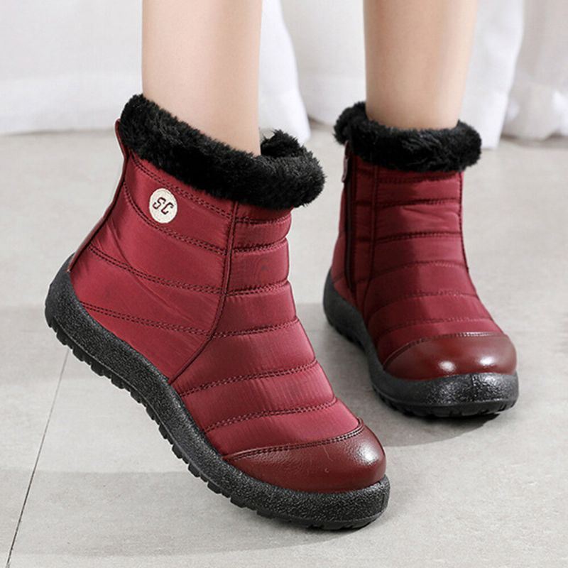 Dames Grote Maat Comfortabele Warme Voering Waterdichte Rits Winter Snowboots