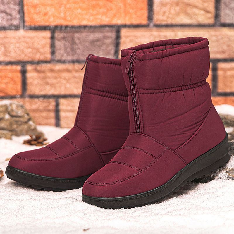 Dames Grote Maat Warm Gevoerde Front Rits Casual Enkel Snowboots