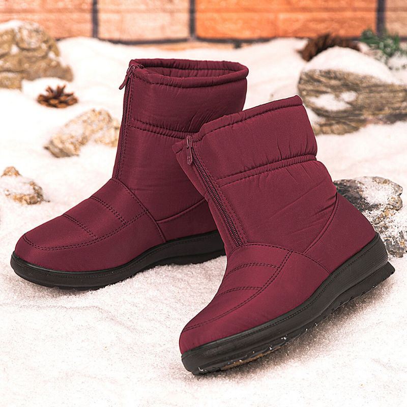 Dames Grote Maat Warm Gevoerde Front Rits Casual Enkel Snowboots