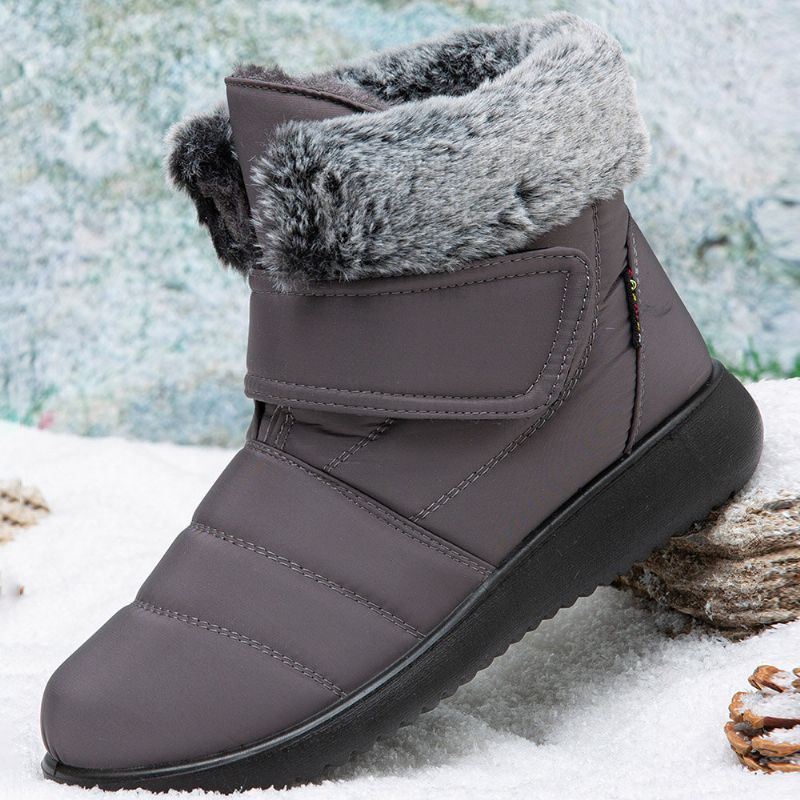 Dames Grote Maat Warm Gevoerde Klittenband Plus Fluwelen Enkel Snowboots