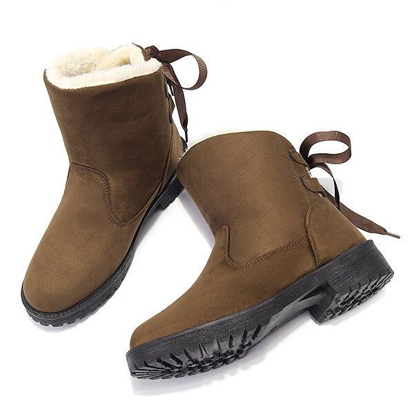 Dames Grote Maat Winter Katoenen Laarzen Bontvoering Enkel Snowboots