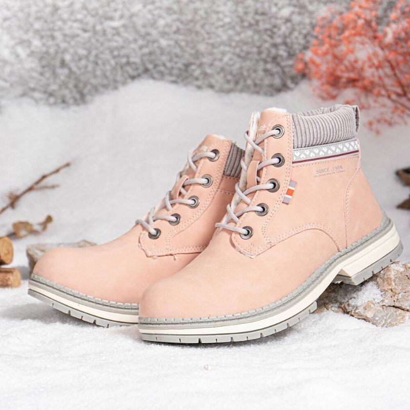 Dames Outdoor Warme Voering Lace Up Winter Sneeuw Korte Laarzen