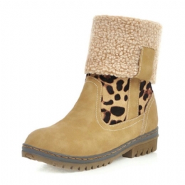 Dames Pluche Antislip Ronde Neus Opvouwbare Platte Enkel Korte Snowboots