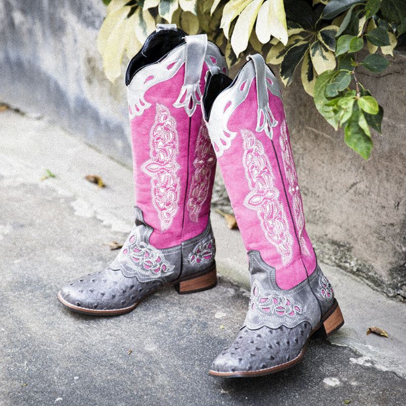 Dames Retro Geborduurde Cowboylaarzen Met Geborduurde Bloemen