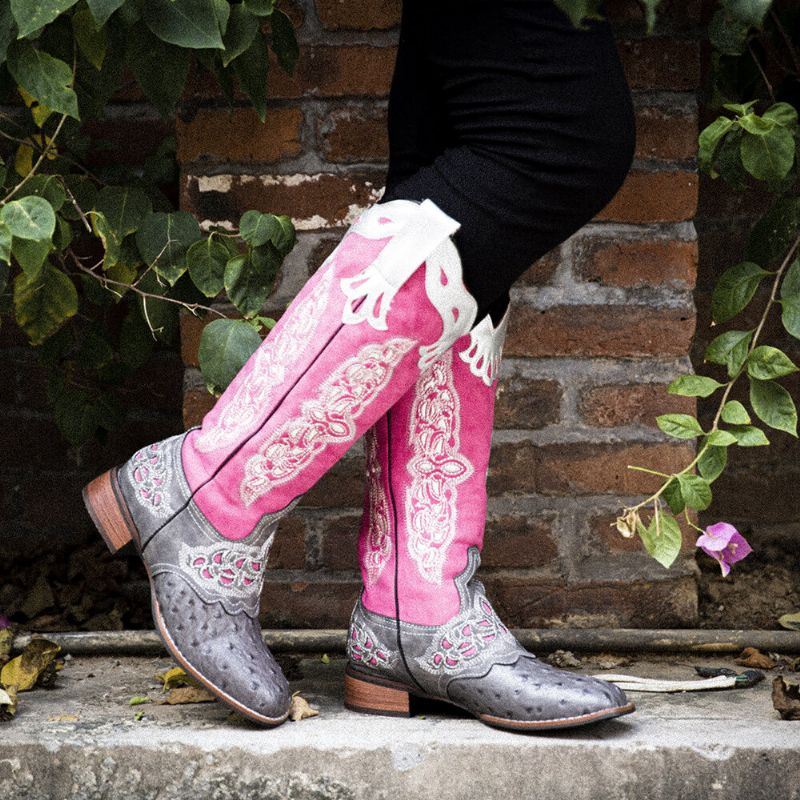 Dames Retro Geborduurde Cowboylaarzen Met Geborduurde Bloemen