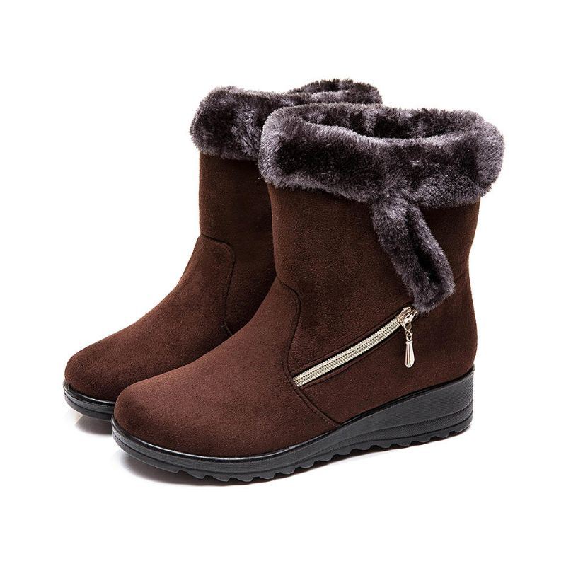 Dames Suede Warm Gevoerde Wedges Winter Snowboots