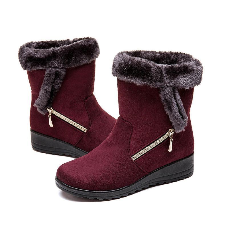 Dames Suede Warm Gevoerde Wedges Winter Snowboots