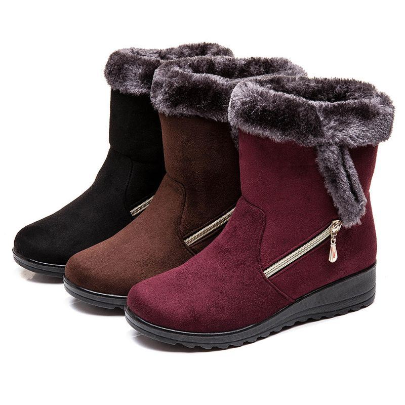 Dames Suede Warm Gevoerde Wedges Winter Snowboots