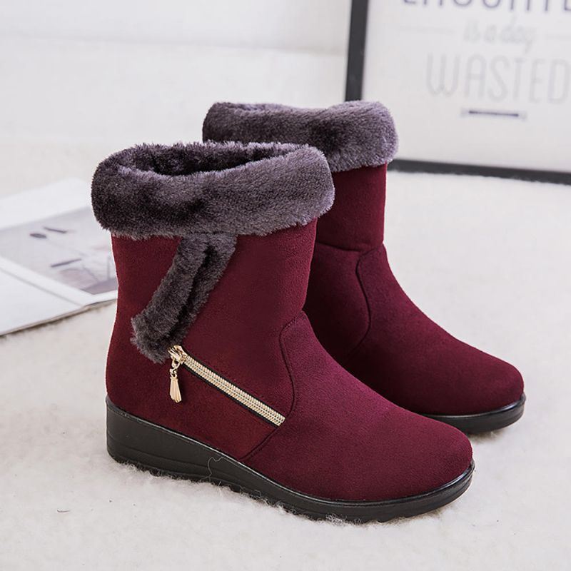 Dames Suede Warm Gevoerde Wedges Winter Snowboots