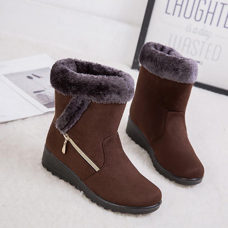 Dames Suede Warm Gevoerde Wedges Winter Snowboots