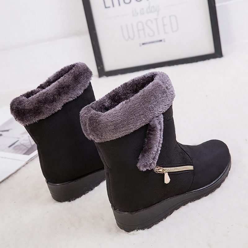 Dames Suede Warm Gevoerde Wedges Winter Snowboots