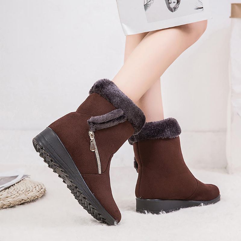 Dames Suede Warm Gevoerde Wedges Winter Snowboots