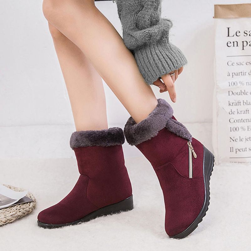 Dames Suede Warm Gevoerde Wedges Winter Snowboots