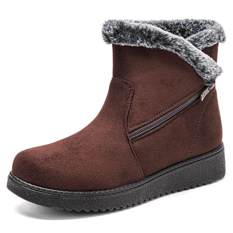 Dames Warm Gevoerde Maat Rits Effen Kleur Enkel Snowboots