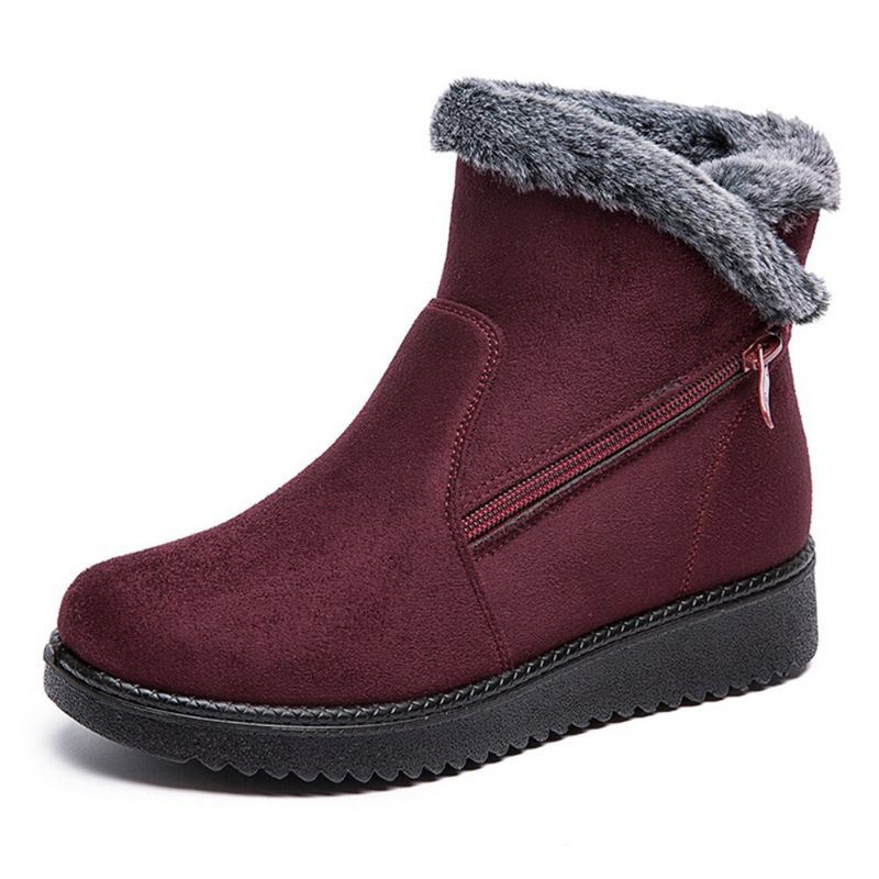 Dames Warm Gevoerde Maat Rits Effen Kleur Enkel Snowboots