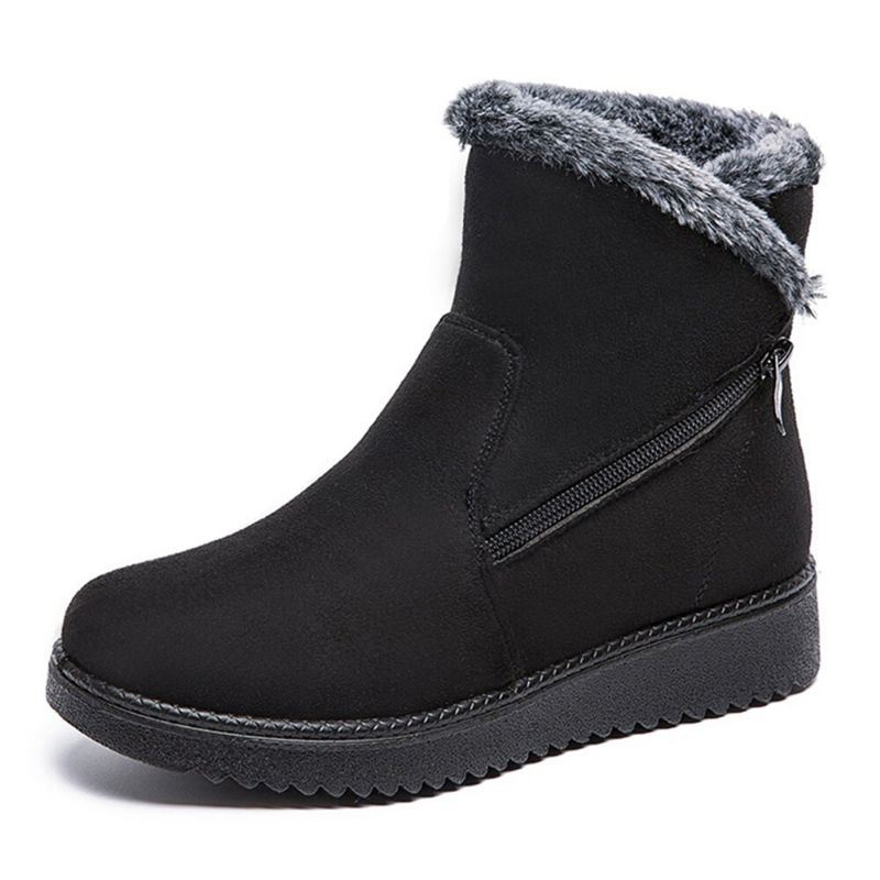 Dames Warm Gevoerde Maat Rits Effen Kleur Enkel Snowboots