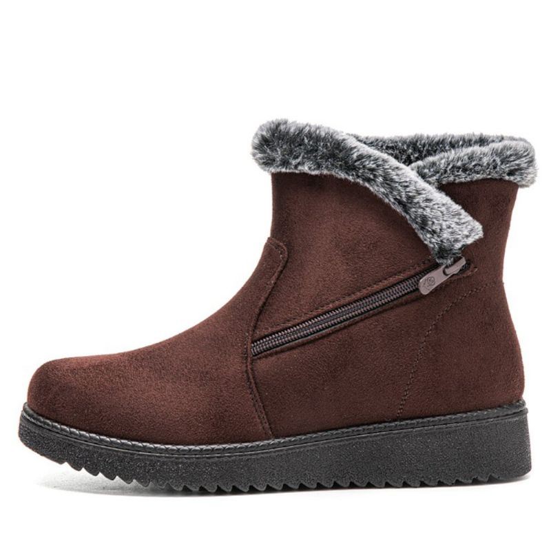 Dames Warm Gevoerde Maat Rits Effen Kleur Enkel Snowboots