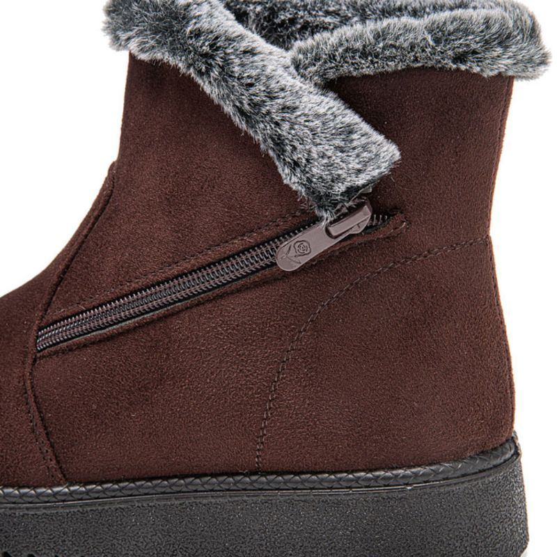 Dames Warm Gevoerde Maat Rits Effen Kleur Enkel Snowboots