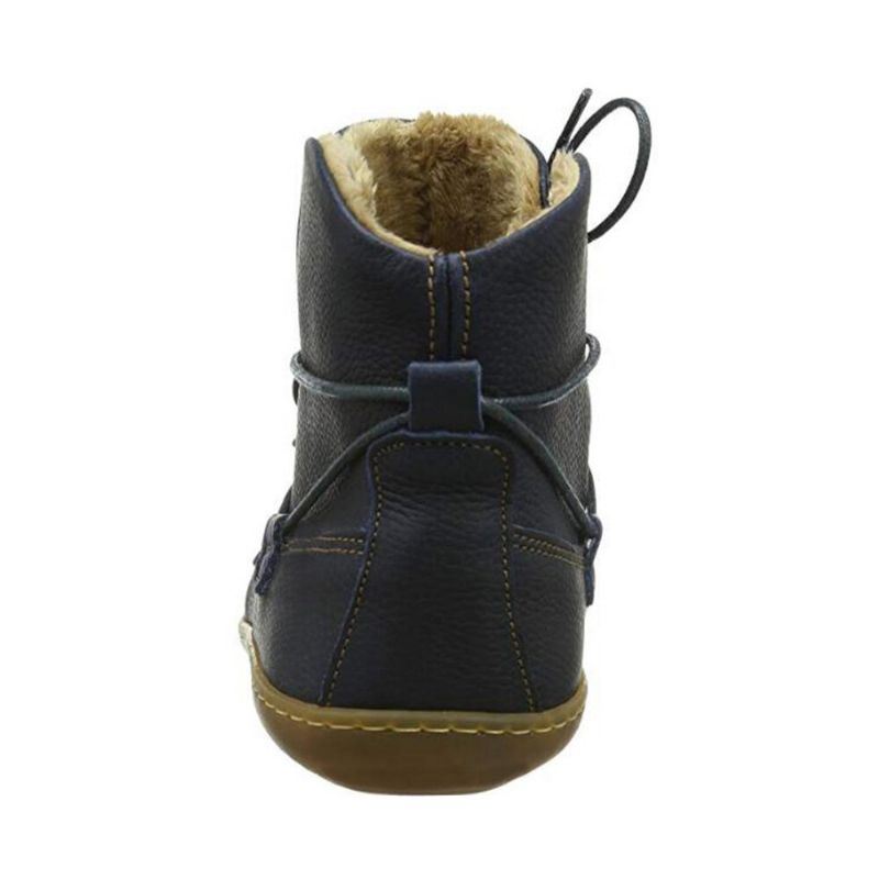 Dames Warm Pluche Voering Lace Up Leren Enkel Snowboots