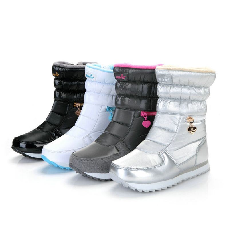 Dames Warme Harige Voering Waterdichte Rits Halfhoge Snowboots