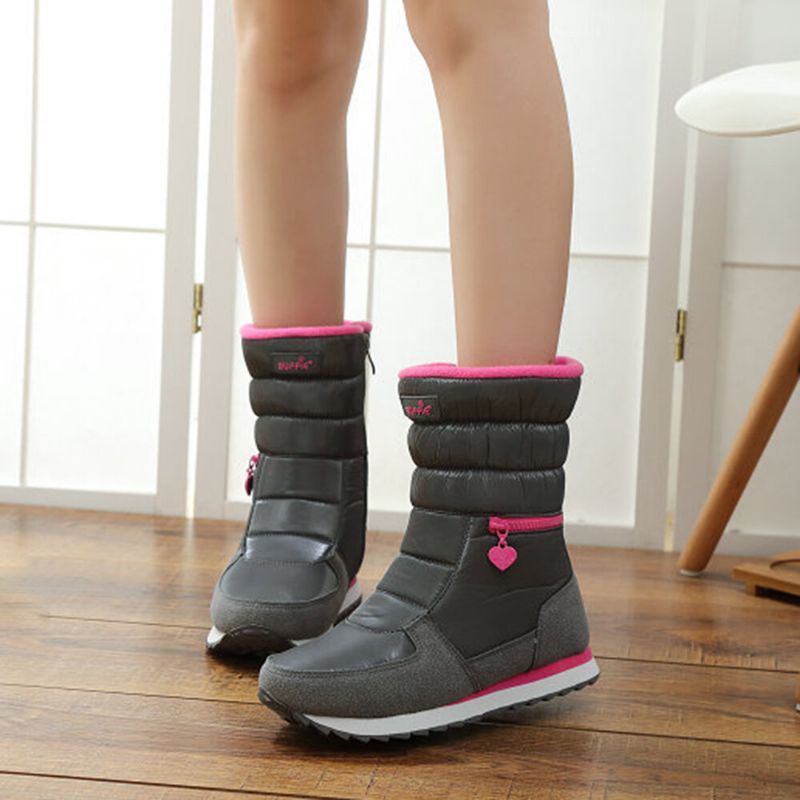 Dames Warme Harige Voering Waterdichte Rits Halfhoge Snowboots