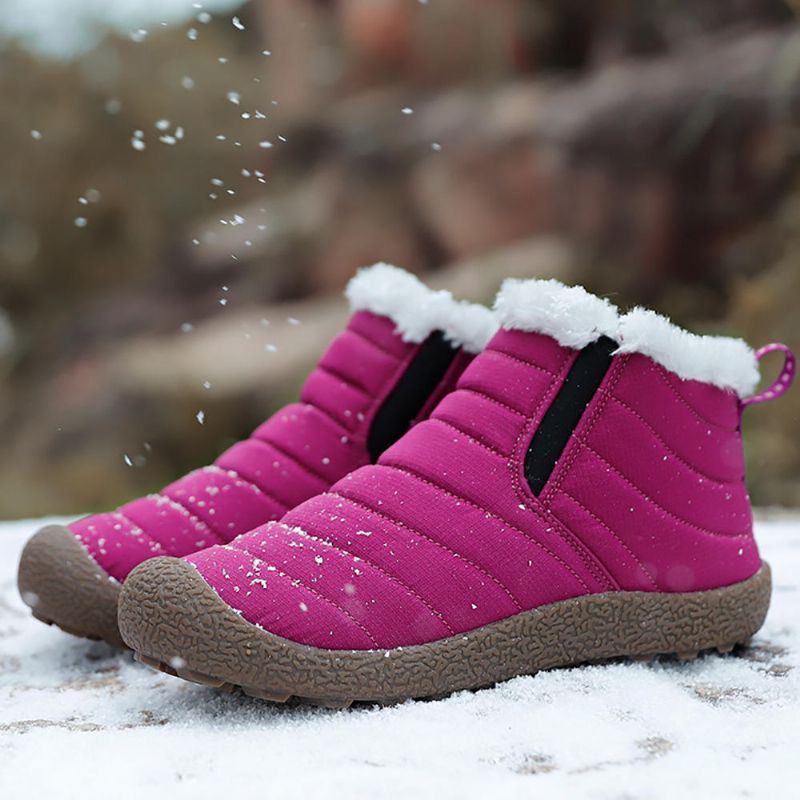 Dames Waterdichte Warme Sneeuw Slip-on Outdoor Enkellaarsjes